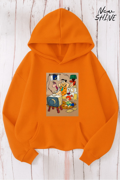 New Shine Familia Çakmaktaş cu imprimeu cu glugă Swea tricou