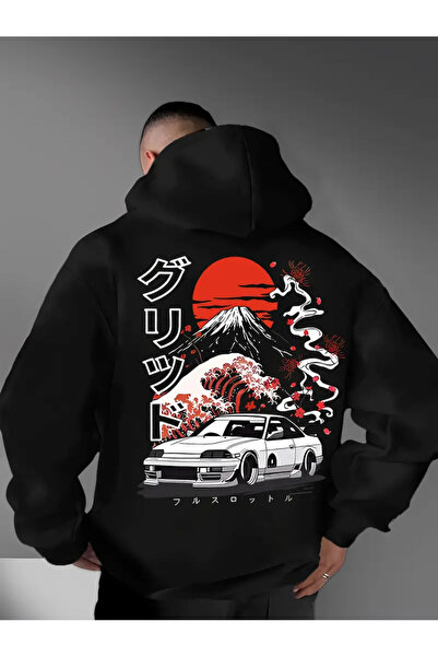 AEMİ Φούτερ με κουκούλα Unisex Mount Fuji, με στάμπα αυτοκινήτου, 100% βαμβάκι