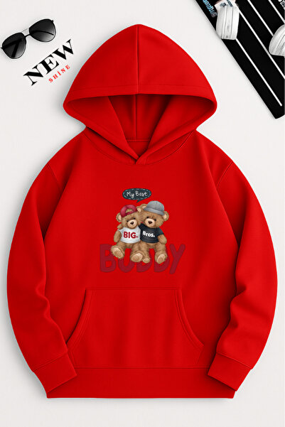 New Shine Hanorac cu glugă cu imprimeu Teddy Bear