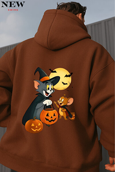 New Shine سويت شيرت بقلنسوة مطبوع عليه توم وجيري