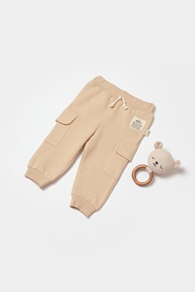 JollyMag Pantaloni cu buzunare laterale, Two thread, 100%bumbac - Stone, Baby...