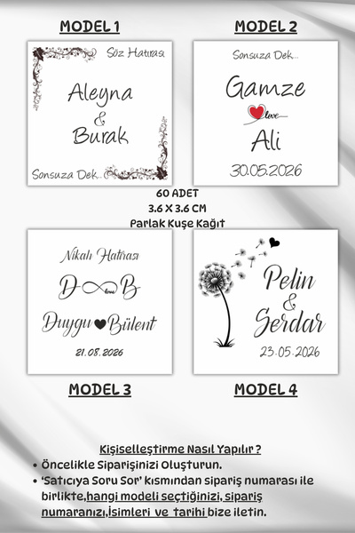 birikiyedi Çikolata Etiketi-kişiye Özel Söz-nikah-nişan-düğün-kare Çikolata E...