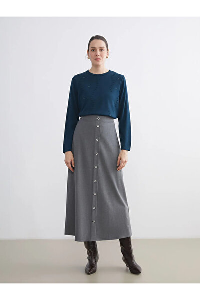 LC Waikiki Lcw Grace Petrol Crew Neck Patterned Women's Knitwear Sweater