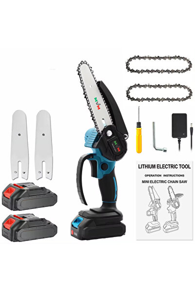 Rovitech Mini drujba electrica portabila cu lama 4 inch, 2 acumulatori si 2 lanturi