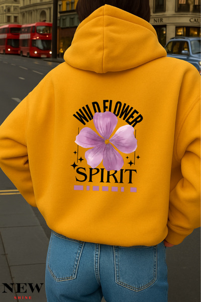 New Shine Φούτερ Wild Flower Spirit με τύπωμα με κουκούλα