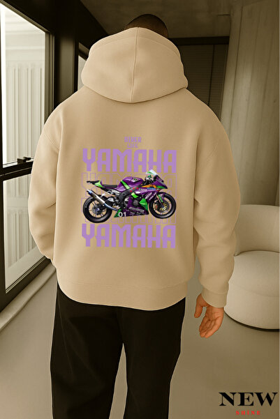 New Shine سويت شيرت بقلنسوة مطبوع عليه دراجة نارية