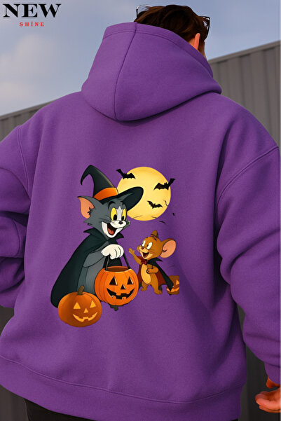 New Shine سويت شيرت بقلنسوة مطبوع عليه توم وجيري