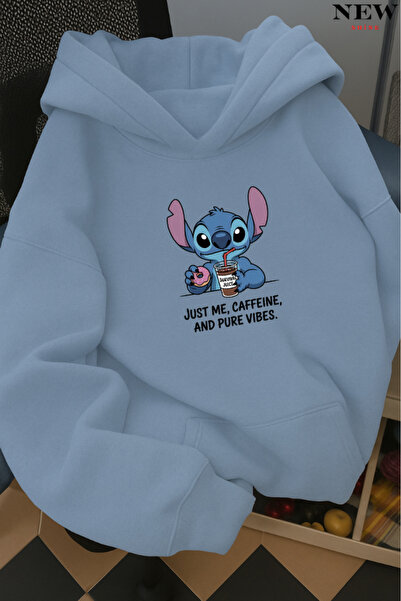New Shine Stitch Baskılı Kapüşonlu Sweatshirt