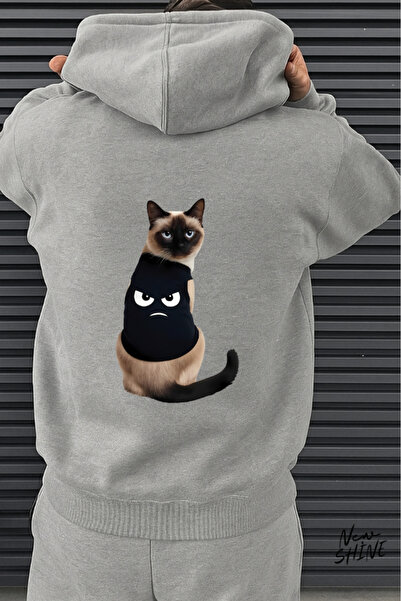 New Shine Φούτερ με κουκούλα Cat Printed
