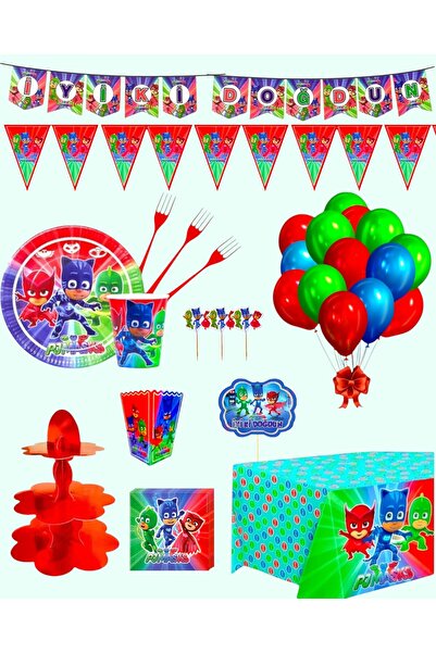 Evabrite Pijamaskeliler 32 Person Birthday Party Supplies Set |   Pj Masks Table Ornaments