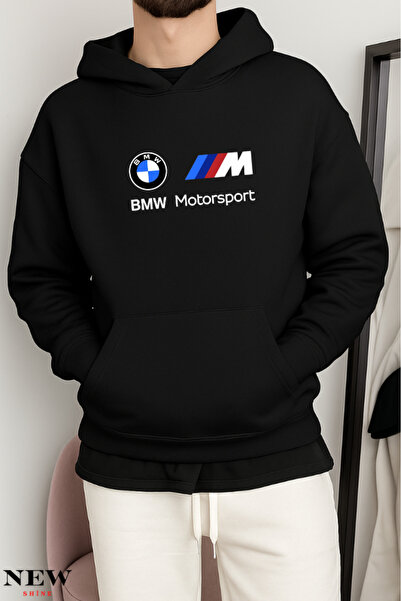 New Shine BMW Baskılı Kapüşonlu Sweatshirt
