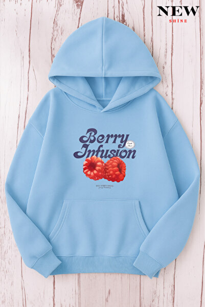 New Shine سويت شيرت بقلنسوة مطبوع عليه توت