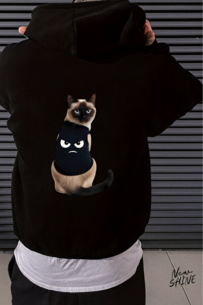 New Shine Hanorac cu glugă cu imprimeu pisică