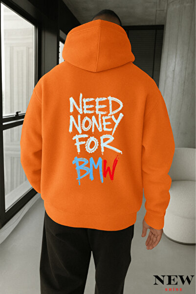 New Shine سويت شيرت بقلنسوة مطبوع عليه BMW