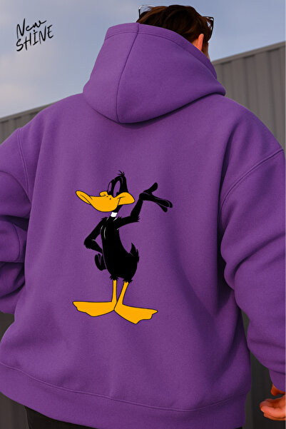 New Shine سويت شيرت بقلنسوة مطبوع عليه بطة