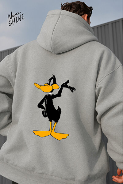 New Shine سويت شيرت بقلنسوة مطبوع عليه بطة