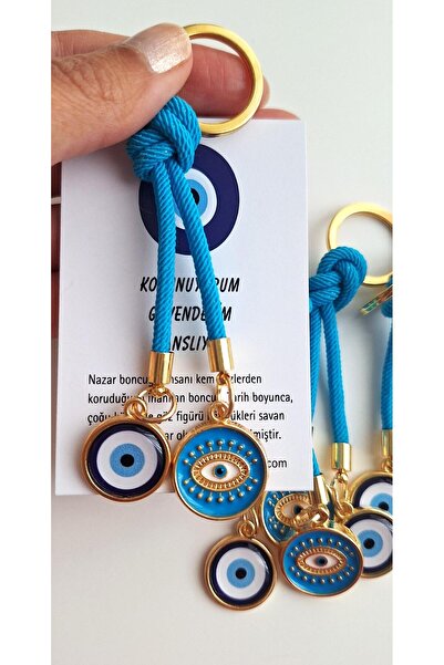 Svc Aksesuar Teacher's Day Gift 10-Piece Double Evil Eye Beaded Keychain - Blue