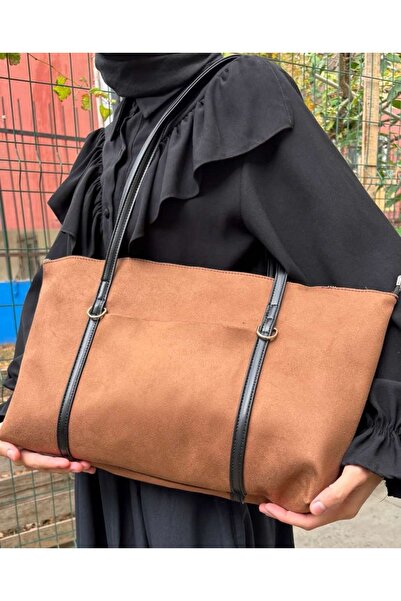 LİZZY BAG Geantă de umăr Shopper cu dungi din piele intoarsa