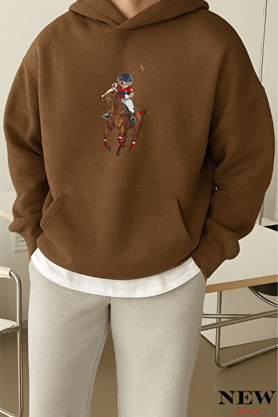 New Shine Ursuleț cu cal cu imprimeu cu glugă Swea tricou