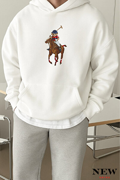 New Shine Ursuleț cu cal cu imprimeu cu glugă Swea tricou