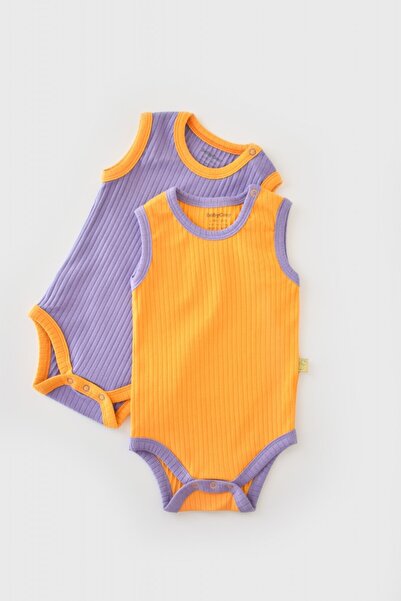 JollyMag Sada 2 unisex body bez rukávov Ribana Bebe z bavlny a 5 % elastanu -...
