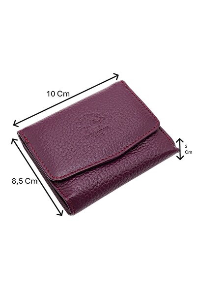 Westpolo Hakiki Deri Kağıt Para, Bozuk Para ve Bol Kart Bölmeli Kadın Cüzdan - Mor