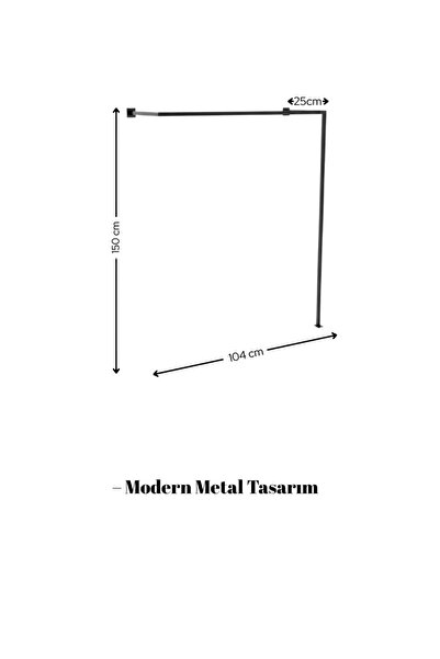 Grandmix Modern Metal Tasarım L Köşe Elbise Askılığı - Minimalist Duvar ve Zemin Montaj - 150x104 cm