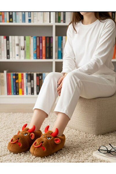 maydos Unisex Sevimli Hayvanlı Ev Botu Ses Yapmaz Taban Panduf Ev Ayakkabısı