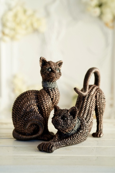 Gift Garden MODERN EV DEKORU KEDİ FİGÜRÜ İKİLİ SET