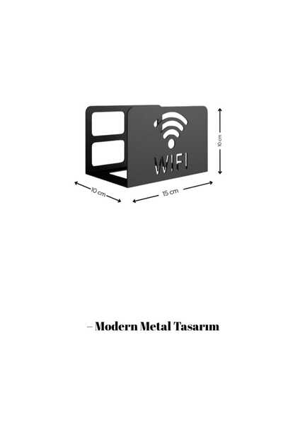 Grandmix Modern Metal Tasarım Wi-Fi İşaretli Modem / Router Depolama ve Kablo Saklama Organizeri 15x10x10 cm