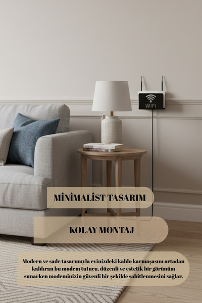 Grandmix Modern Metal Tasarım Wi-Fi İşaretli Modem / Router Depolama ve Kablo Saklama Organizeri 15x10x10 cm