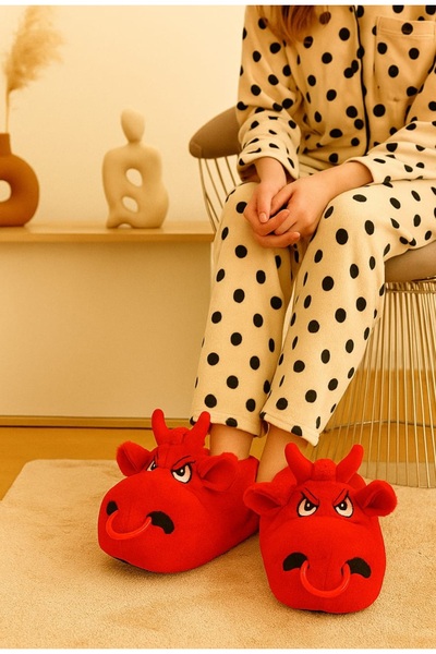 maydos Unisex Sevimli Hayvanlı Ev Botu Ses Yapmaz Taban Panduf Ev Ayakkabısı