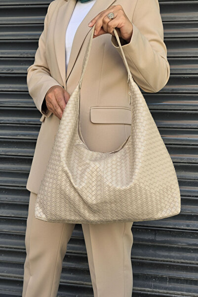 çantamgelsin Soft Faux Leather Cream Women's Bag Suitable for Hand Shoulder and Back Use