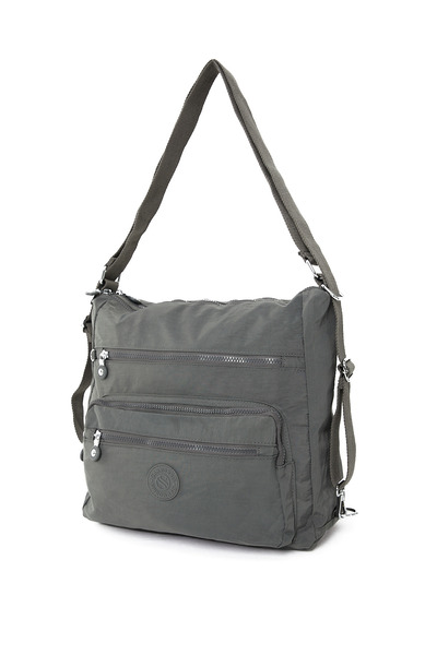 Sanmorris Women's 7 Compartment Crinkle Fabric Water Resistant Black Shoulder and Backpack