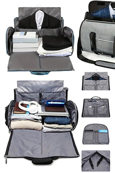 Munico Seyahat Giysi Çanta 56L Büyük El Çantası Unisex 2'si 1 Arada Askılı Ba...