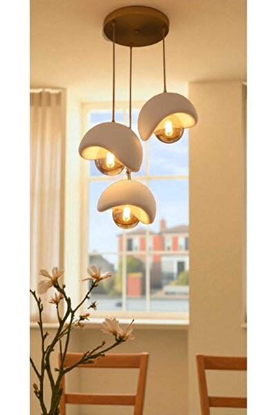 GLOBELUX Beton Görünümlü İskandinaw & Bohem Tarzı 3 lü Şık tasarı Sarkıt Avize (Ampul hediyeli)