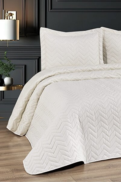 ARSEM EV TEKSTİL Emily Krem Kapitone Yatak Örtüsü Çift Kişilik Nakışlı Üreticiden