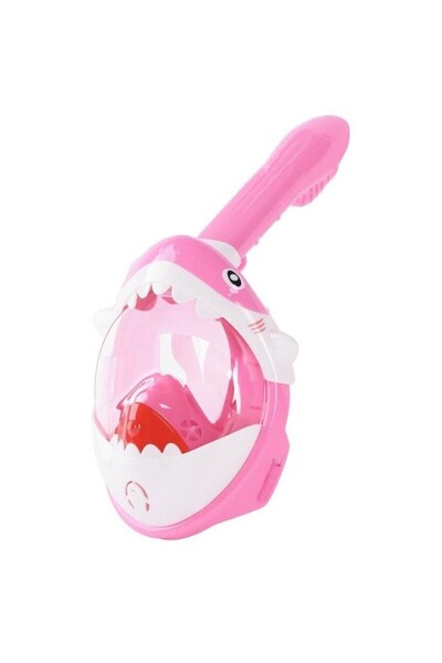 JollyMag Shark pattern snorkeling mask with tube for children, pink