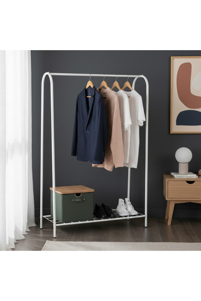 Vovikon Metal Beyaz Ayakkabılıklı Portmanto Elbise Kıyafet Askısı