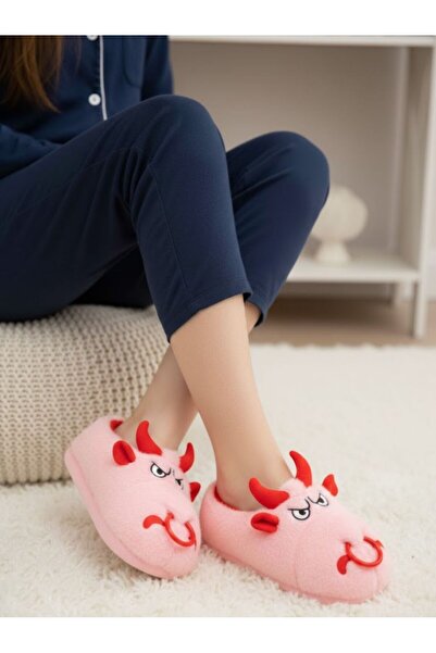 maydos Unisex Sevimli Hayvanlı Ev Botu Ses Yapmaz Taban Panduf Ev Ayakkabısı