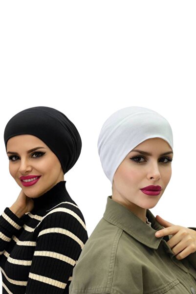 ALDAİR 2 Pcs Hijab Elastic Non-Slip Seamless Snap-On Sea Cap Practical Cap