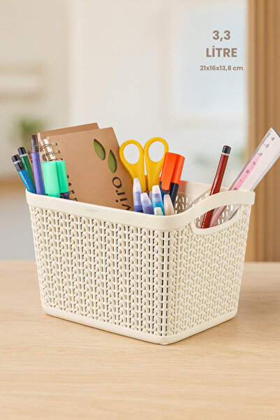 Melkan Home 4 Pieces - 3.3 Liter Multi-Purpose Basket with Knitted Pattern – Bpa-Free, Durable, Stylish Design - 21X16X13.8 cm