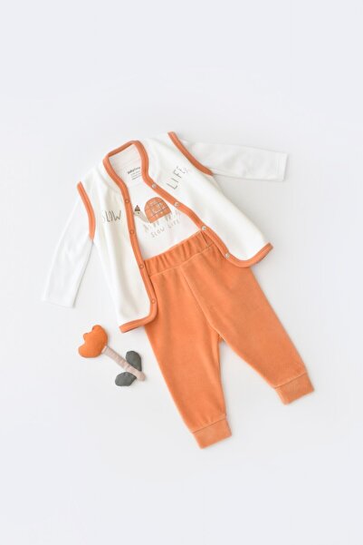 JollyMag 3-piece set Frog with bodysuit, pants and vest made of 80% cotton an...