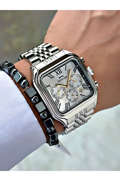 Slazenger Functional Special Design Silver Color 10 Atm Water Resistance Steel Case Men Wristwatch 2547.05Mr