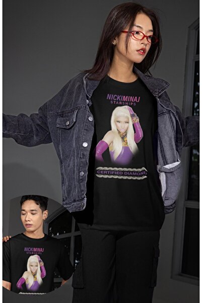 Fuddy Moda تي شيرت مطبوع عليه سفن الفضاء للجنسين، تي شيرت كبير الحجم بطابع نيكى ميناج