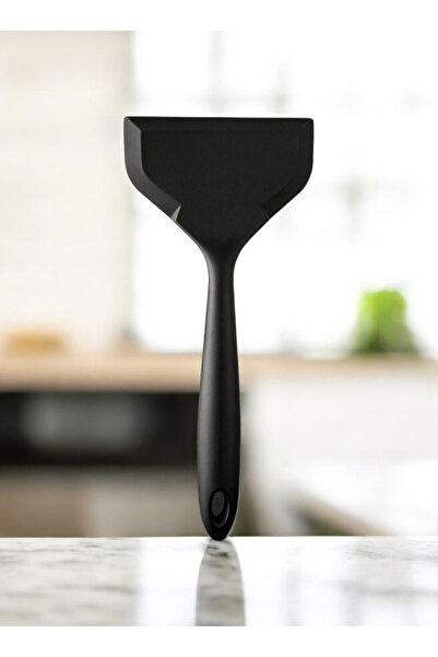 HZL HOME 1 Adet Siyah Geniş Spatula Isıya Dayanıklı Dayanıklı Sert Silikon