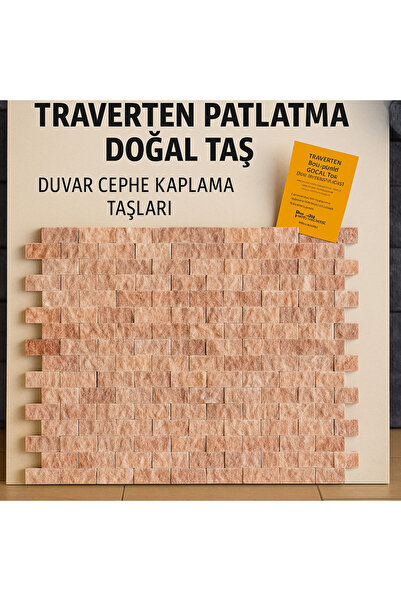 Polen Stone 2.5x5 Kırmızı Traverten Patlatma Doğal Taş Duvar Cephe Kaplama