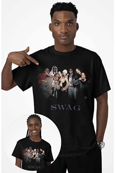 Fuddy Moda Μπλουζάκι με στάμπα Unisex Swag Friends, μπλουζάκι με λαιμόκοψη με...