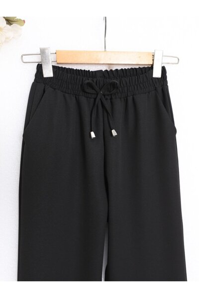 ALPACO Pantaloni cu șireturi în talie - Negru