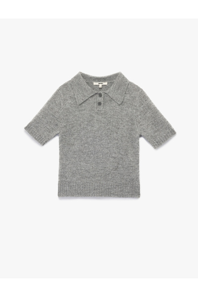 Koton Pulover tricotat cu mânecă scurtă și guler polo cu croială normală